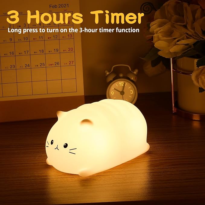 Tremdwoto Cat Night Light for Kids, Cute Colorful Night Light Baby Girl Squishy - Image 5