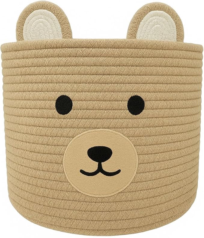 Bear Basket for Nursery, Baby Shower Baskets, Baby Baskets for Storage by Saiiwnn