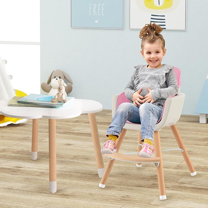 BABY JOY Convertible Baby High Chair, 3 in 1 Wooden Highchair/Booster/Chair - Image 8