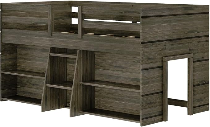 Max & Lily Modern Farmhouse Low Loft Bed, Twin Bed Frame - Image 4