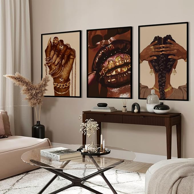 Pouydmi Black Girl Wall Art African Woman Canvas Wall Decor Black Women People - Image 5