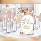 TrelaCo Cool Baby Shower Games Wooden Bottle Chug Sign Boho Theme Gift Sets and - Image 6