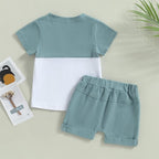 Rtnnsbbfcm Newborn Baby Boy Summer Clothes Short Sleeve Color Block Front - Image 3