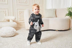 Cute Baby Boy Clothes Suit Toddler Boys' Striped long Sleeve T-Shirt+Denim - Image 4