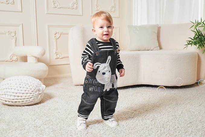 Cute Baby Boy Clothes Suit Toddler Boys' Striped long Sleeve T-Shirt+Denim - Image 4