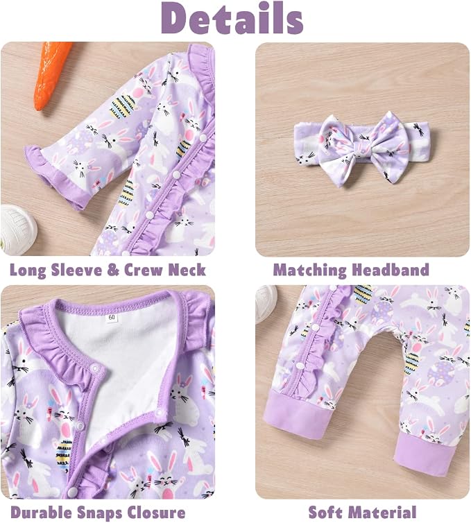 Aalizzwell Baby Girls Romper Outfit Fall Winter Clothes - Image 2