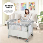 BABY JOY 5-in-1 Pack and Play, Portable Baby Bedside Sleeper - Image 2