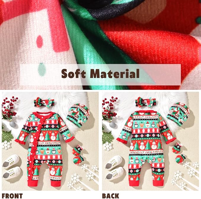 Aalizzwell Baby Girls Romper Outfit Fall Winter Clothes - Image 3