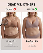 OEAK Womens Deep V Bras Wireless Comfortable Bra Supportive No Underwire Bras - Image 4