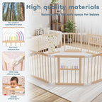 Foldable Wooden Baby Playpen Activity Center, Adjustable Size & Shape Portable - Image 5