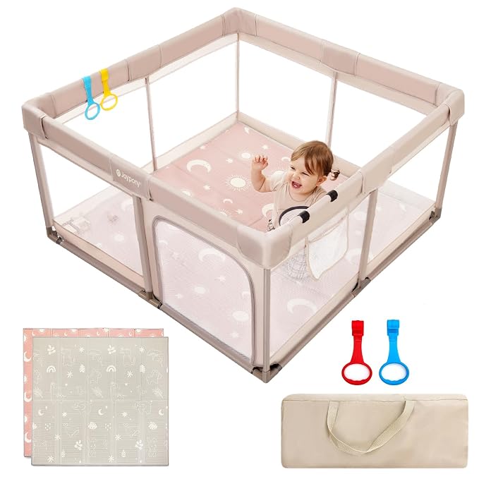 Baby Playpen with Mat, 50x50 in Small Play Pen by KidsBrain-BoostingPlayspace