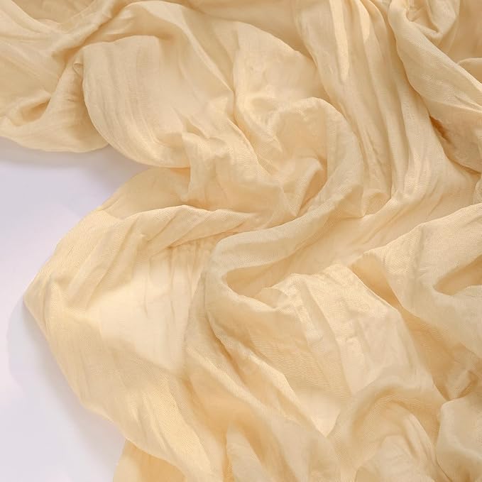Socomi Champagne Table Runner Spring Easter Cheesecloth Table Runner 170 inch - Image 2