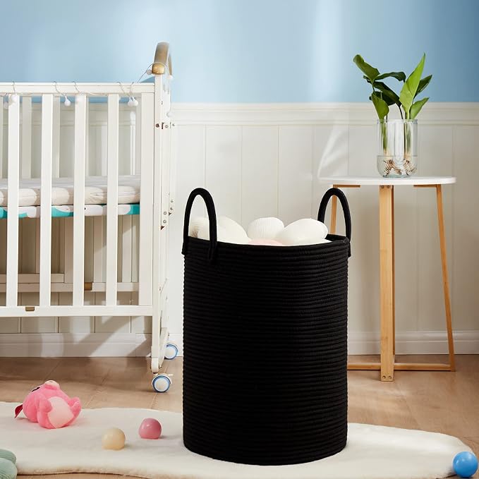 Woven Rope Laundry Basket, 58L Tall Laundry Hamper - Image 8