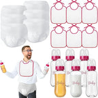 6 Sets Bottle Chug Baby Shower Games Juegos Para Plastic Baby Bottles Bibs by giftlyze