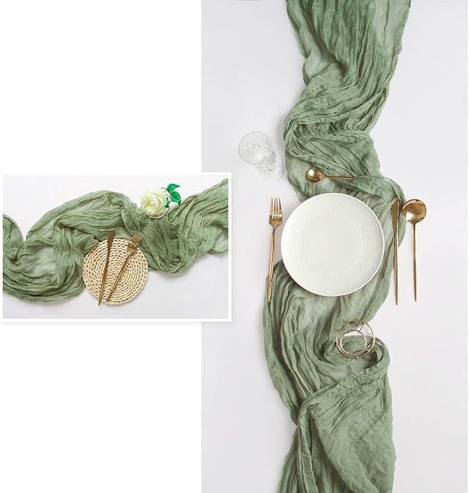 FEXIA 12 Pack Sage Green Table Runner 35x120 Inches - Image 7