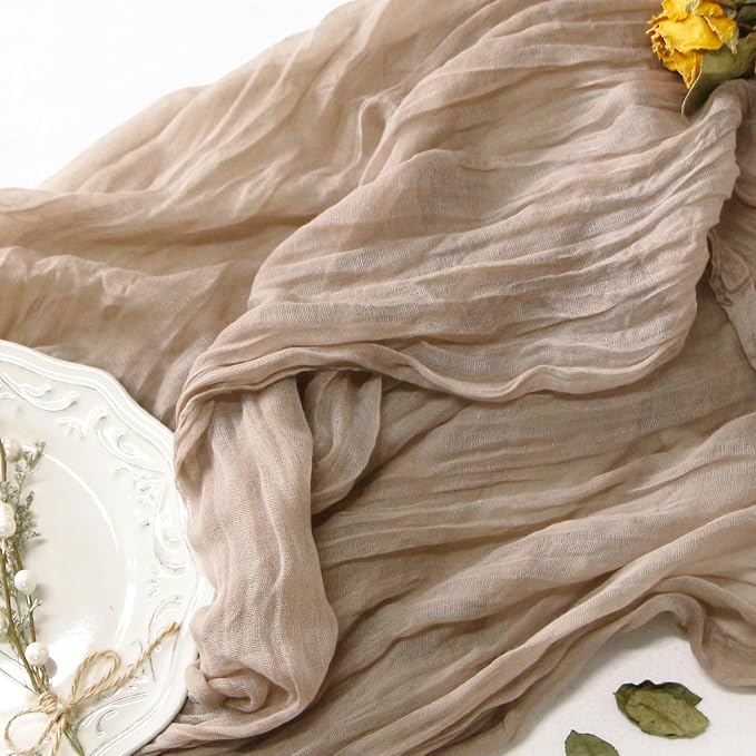 FEXIA Sand Cheesecloth Table Runner 35x120 Inches Spring Easter Nude Gauze by FEXIA
