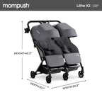 Mompush Lithe Double Stroller, Lightweight Side by Side Stroller - Image 7