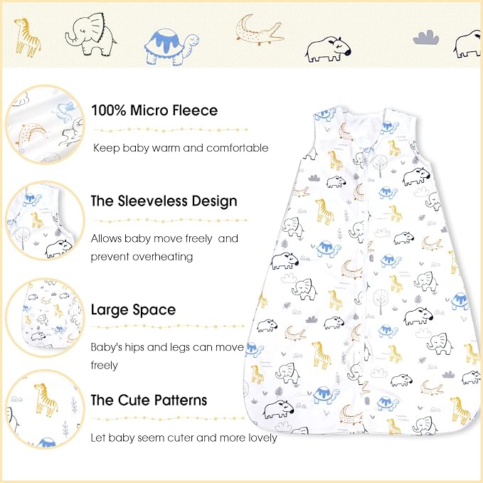 PHF Warm Micro-Fleece Baby Sleep Sack 6-12 Months, Soft Baby Wearable Blanket - Image 2