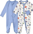 Baby Footed Pajamas with Mittens Rayon from Bamboo 2pcs Newborn Infant 2-way by Aablexema