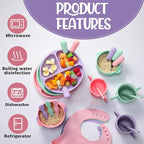 24 Pack Silicone Baby Feeding Set Baby LED Weaning Supplies Includes Suction - Image 5