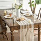Artoid Mode Pearl Beige Gauze Table Runner 120 Inch 10FT, Seasonal Sheer Dining - Image 3