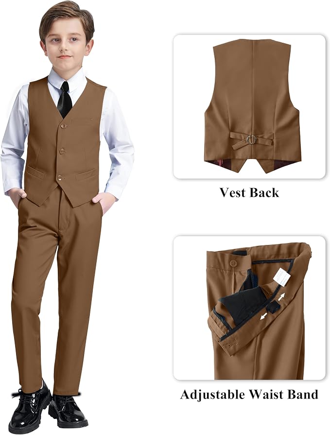 JPF Boy's Formal Suit Set Slim Fit Kids Tuxedo Suits - Image 3