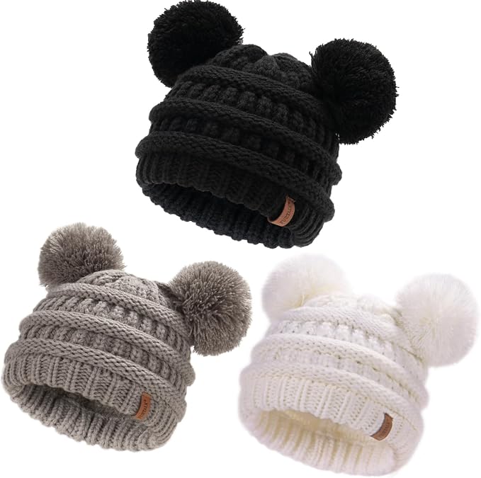FURTALK Baby Winter Knitted Beanie Hat Soft Warm Lined Pom Pom by FURTALK