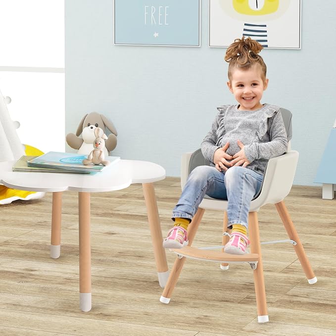 BABY JOY Convertible Baby High Chair, 3 in 1 Wooden Highchair/Booster/Chair - Image 8