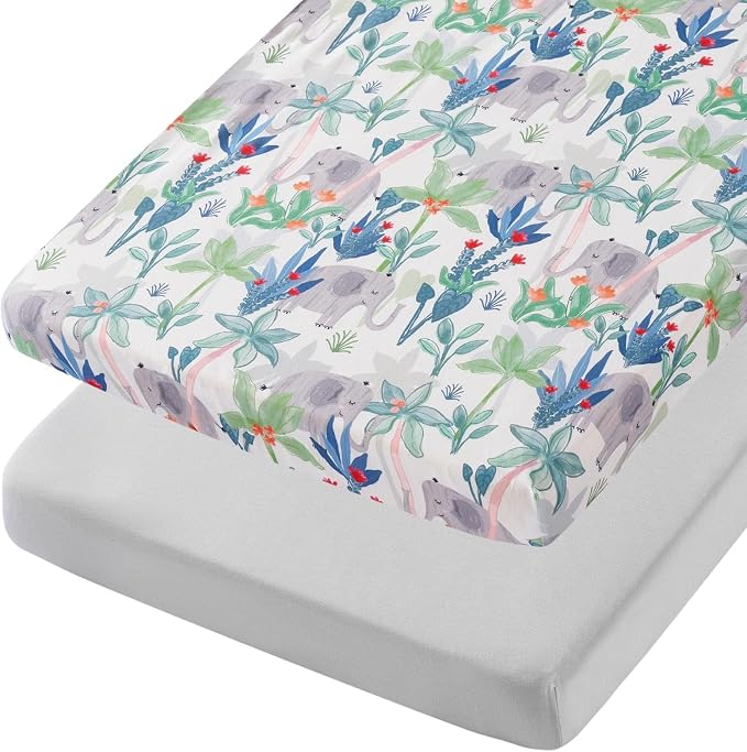 TILLYOU Mini Crib Sheets Fitted 2 Pack, Pack and Play Sheets by TILLYOU