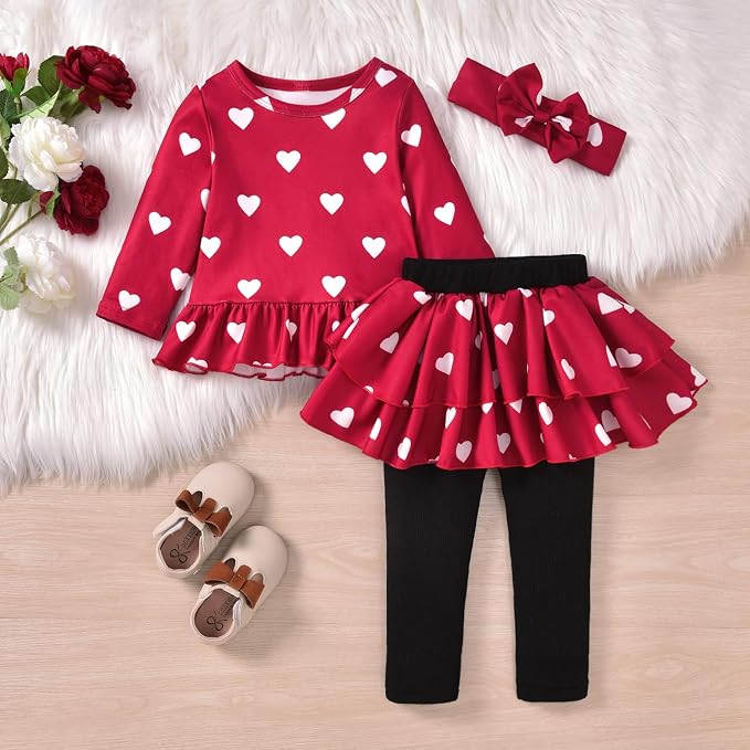 fioukiay Girl Fall Winter Clothes Toddler Girls Spring Outfits Baby Girl Floral - Image 2
