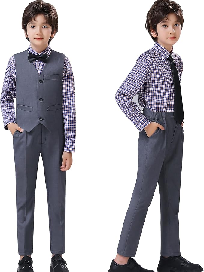 Boys' Suits Formal Slim Fit Tuxedo Boys Vest and Pants Set - Image 2