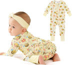 Viscose from Bamboo Ruffled Zippered One-Piece Infant Footless Sleepers Rompers by LITTLEJAMJAMS