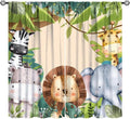 Jungle Animals Curtains Colorful Forest Cartoon Wildlife Lion Giraffe Elephant by JADERYS