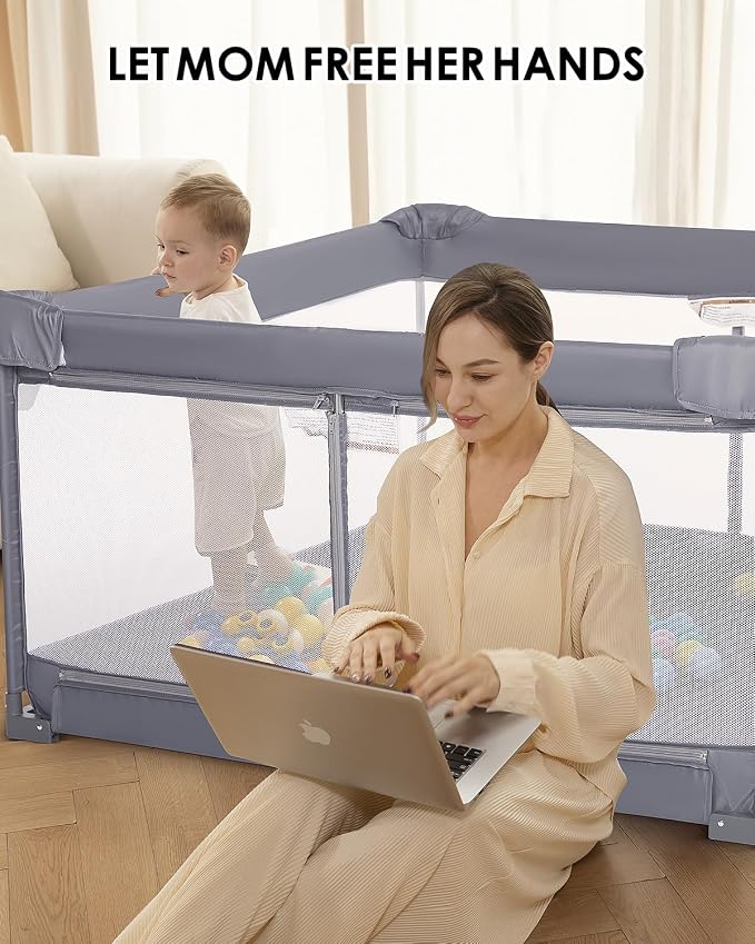 Foldable Baby Playpen, Breathable Mesh, Non-Slip Base, Portable Playpen - Image 6