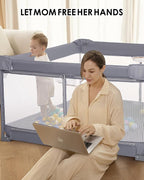 Foldable Baby Playpen, Breathable Mesh, Non-Slip Base, Portable Playpen - Image 6