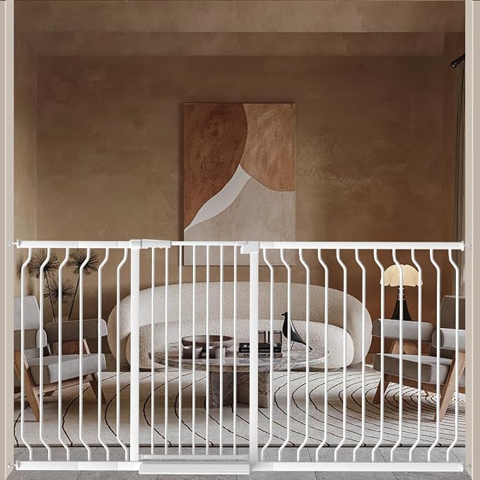 WAOWAO Extra Tall 40.55" Baby Gate 57.48-74.4" Wide Pressure Mounted Walk by WAOWAOBABYSAFETYPRODUCTS