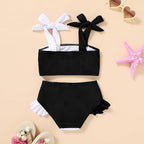 YOUNGER TREE Toddler Girls Two Pieces Swimsuit Color Block Stripe Swimwear - Image 3