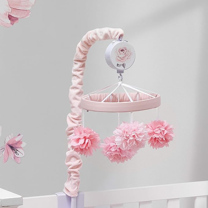 Lambs & Ivy Signature Botanical Baby Pink Floral Musical Baby Crib Mobile - Image 4