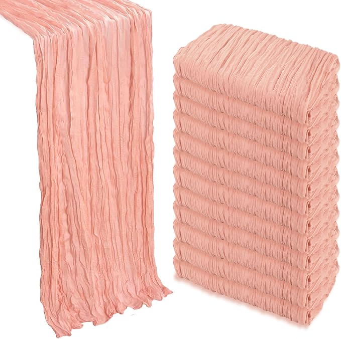 12 Pack Blush Pink Cheesecloth Table Runner 10Ft Gauze Cheese Cloth Table by Heneger