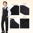 Luca Gabriel Toddler Boys' 5 Piece Classic Fit No Tail Formal Khaki Dress Suit - Image 3