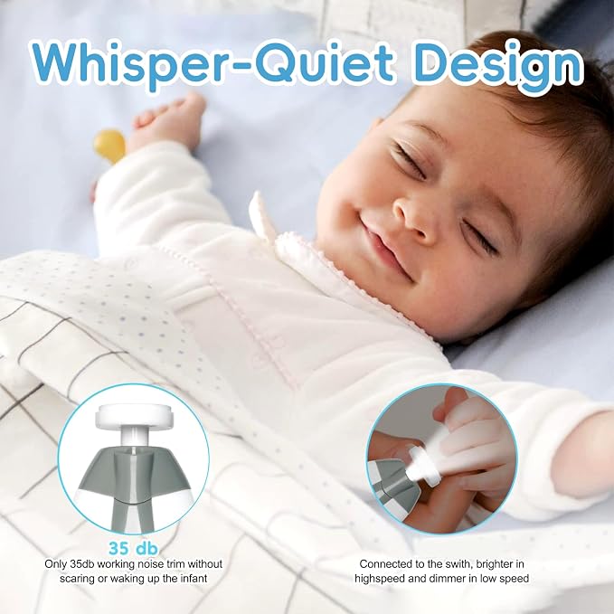 Baby Nail Trimmer Electric, 6 in 1 Baby Nail File Clippers Infant Grooming Kit - Image 5