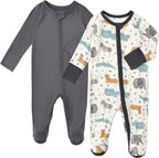 Baby Footed Pajamas with Mittens Rayon from Bamboo 2pcs Newborn Infant 2-way by Aablexema