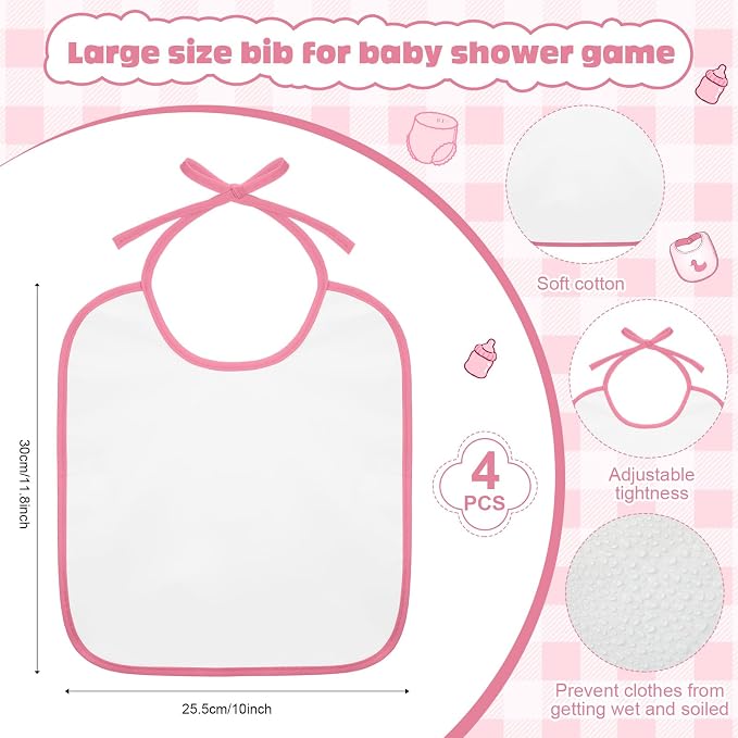 4 Sets Bottle Chug Baby Shower Games Juegos Para Plastic Baby Bottles Bibs - Image 3