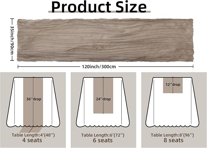 FEXIA Sand Cheesecloth Table Runner 35x120 Inches Spring Easter Nude Gauze - Image 2