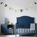 Dusty Blue Gold Baby Clothes Decoration Pre-Strung Handmade Felt Baby Clothes - Image 5