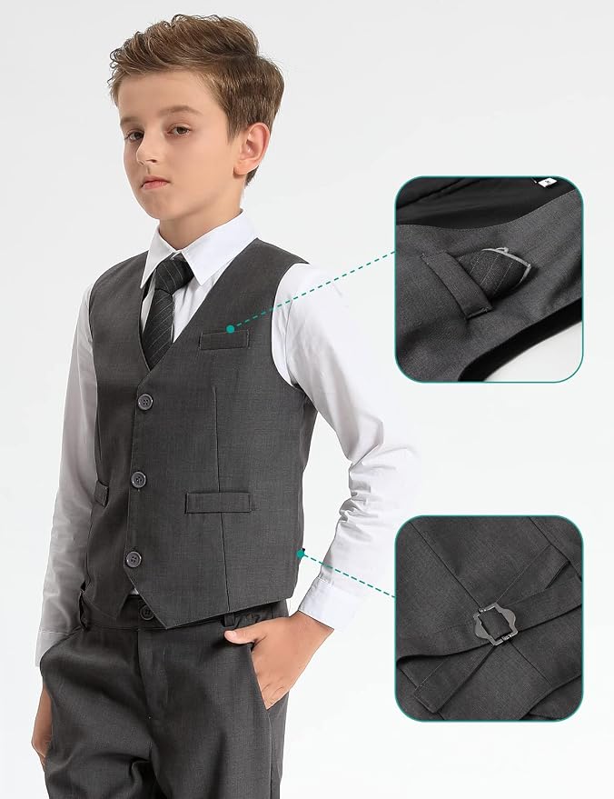 A&J DESIGN Boys 7-Piece Formal Suit Ring Bearer Outfit - Image 4
