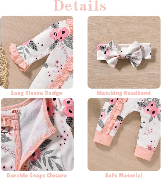 Aalizzwell Baby Girls Romper Outfit Fall Winter Clothes - Image 4