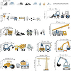 decalmile Construction Vehicles Wall Stickers Trucks Tractor Excavator Crane - Image 4