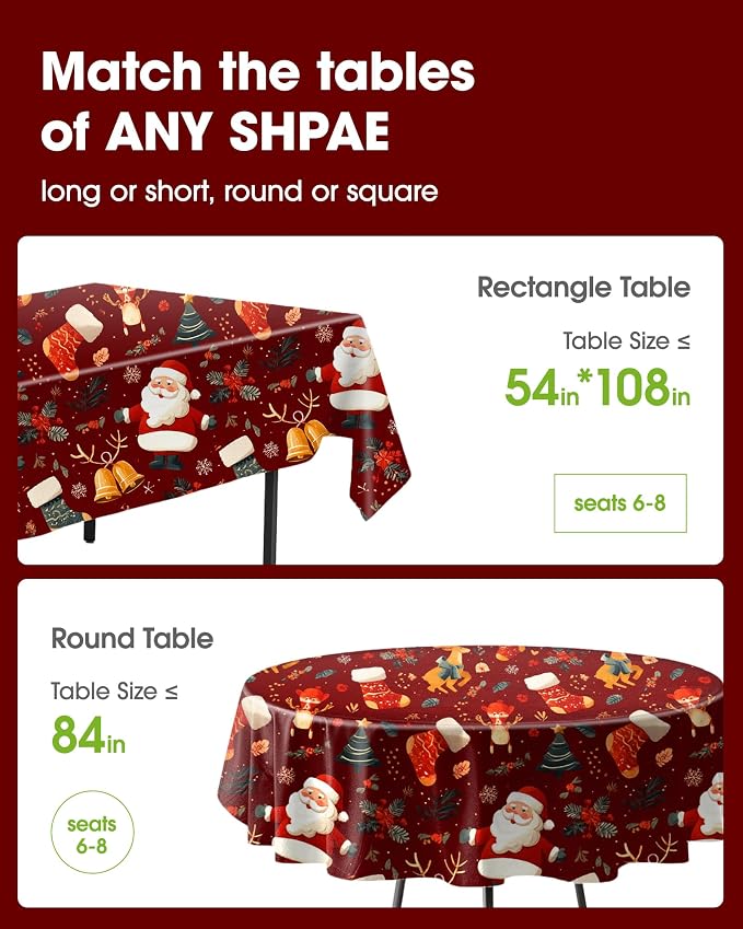 Pureegg Plastic Table Cloth Disposable 8 Pack, 54 x 108 Inch Rectangle - Image 2