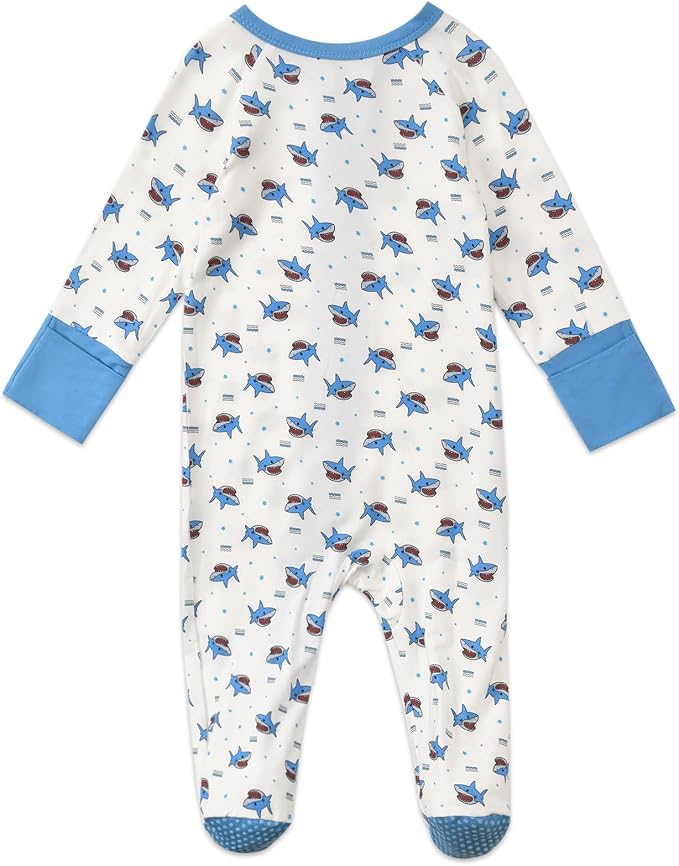 Baby Footed Pajamas with Mittens Rayon from Bamboo 2pcs Newborn Infant 2-way - Image 5